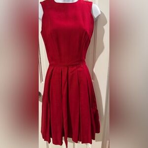 Saks Fifth Avenue Anne Fogarty Sleeveless Red Pleated Fit-and-Flare Dress